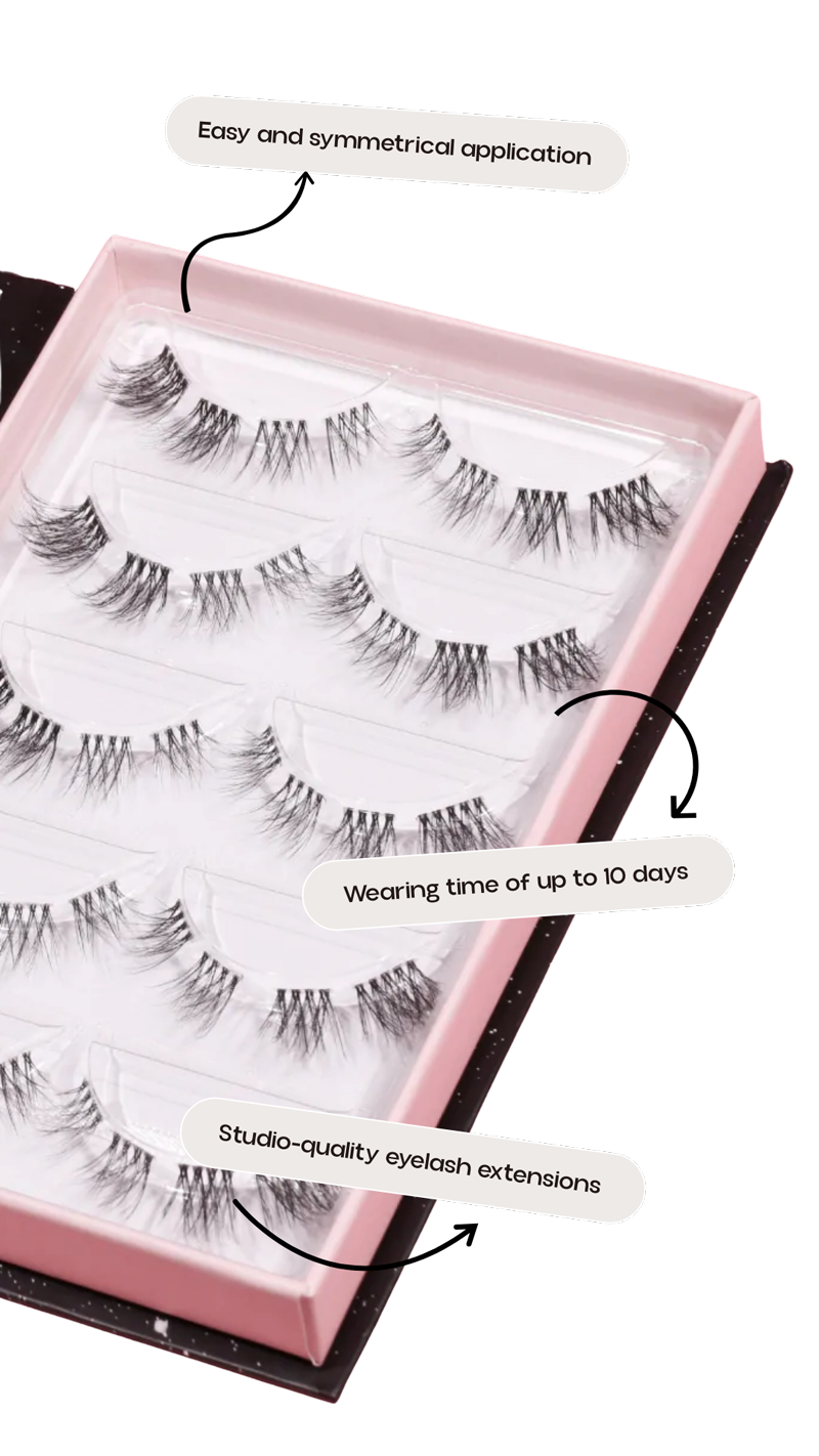 With AYLASHES, you can easily create a professional eyelash studio look yourself – from the comfort of your own home and in just a few minutes. Thanks to the straightforward application, you can achieve the perfect style without fear of making mistakes!